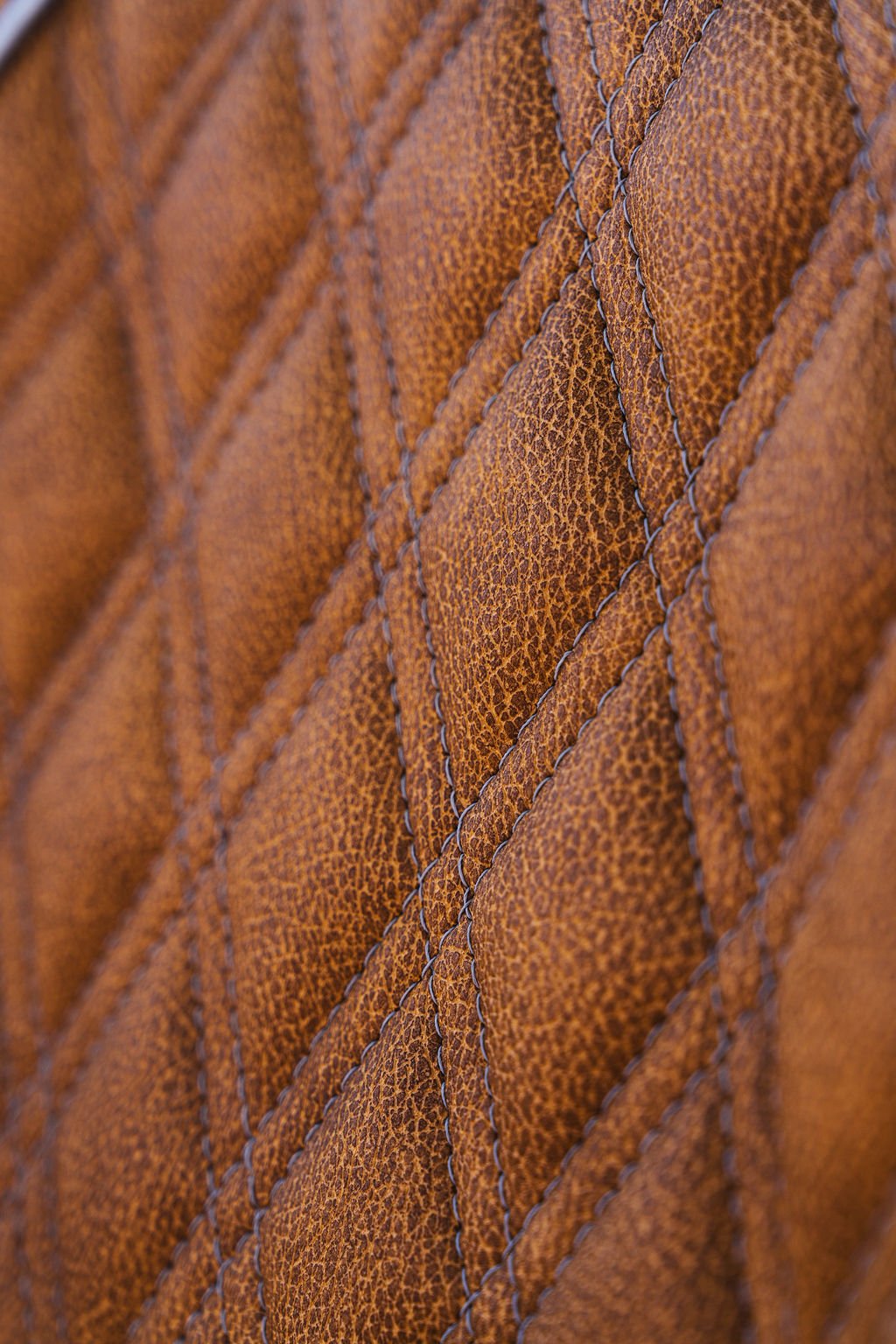 Close-up of a diamond-quilted Sea Hunt helm seat